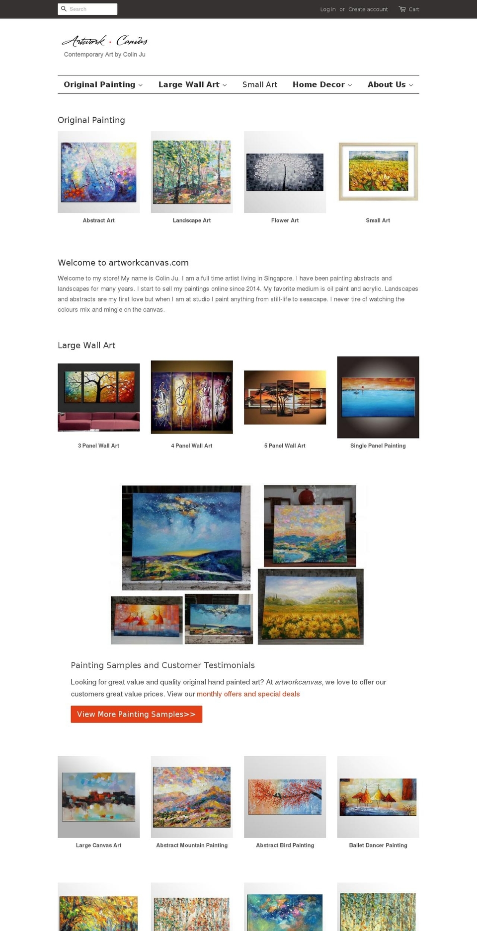 artworkcanvas.com shopify website screenshot
