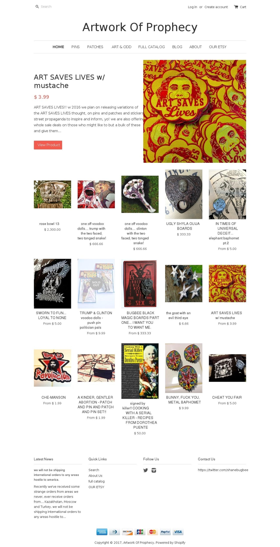 artworkofprophecy.com shopify website screenshot