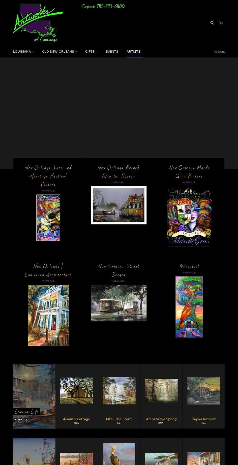 artworksoflouisiana.com — Shopify storefront screenshot