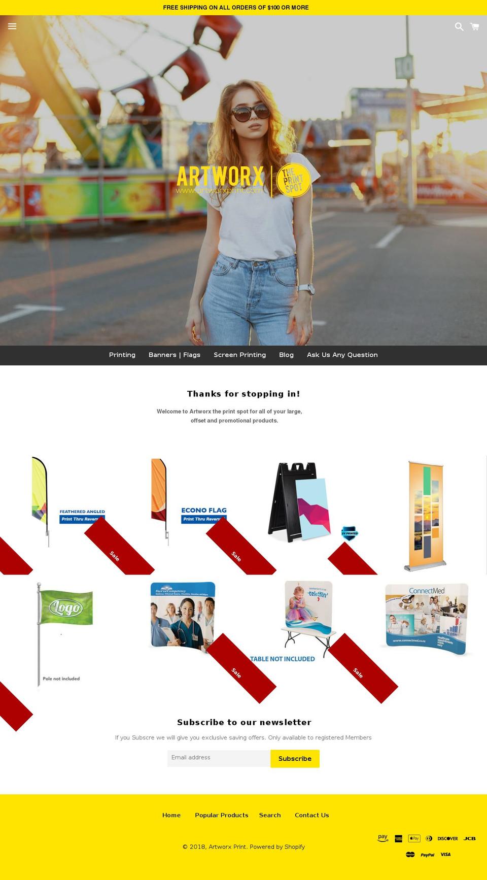 artworxdesigns.com — Shopify storefront screenshot