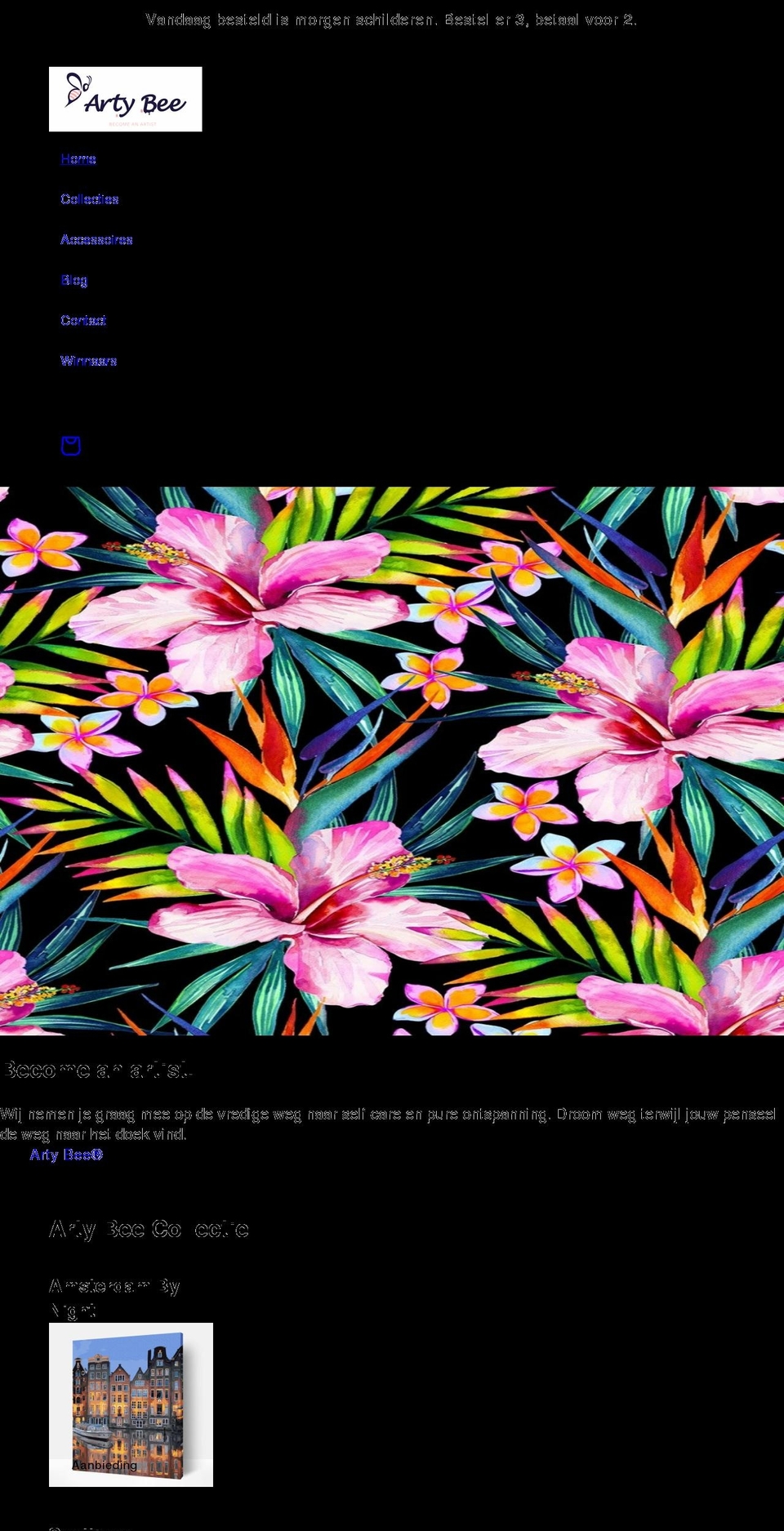 artybee.nl shopify website screenshot