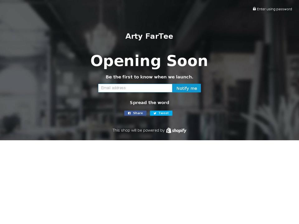 artyfartee.com — Shopify storefront screenshot