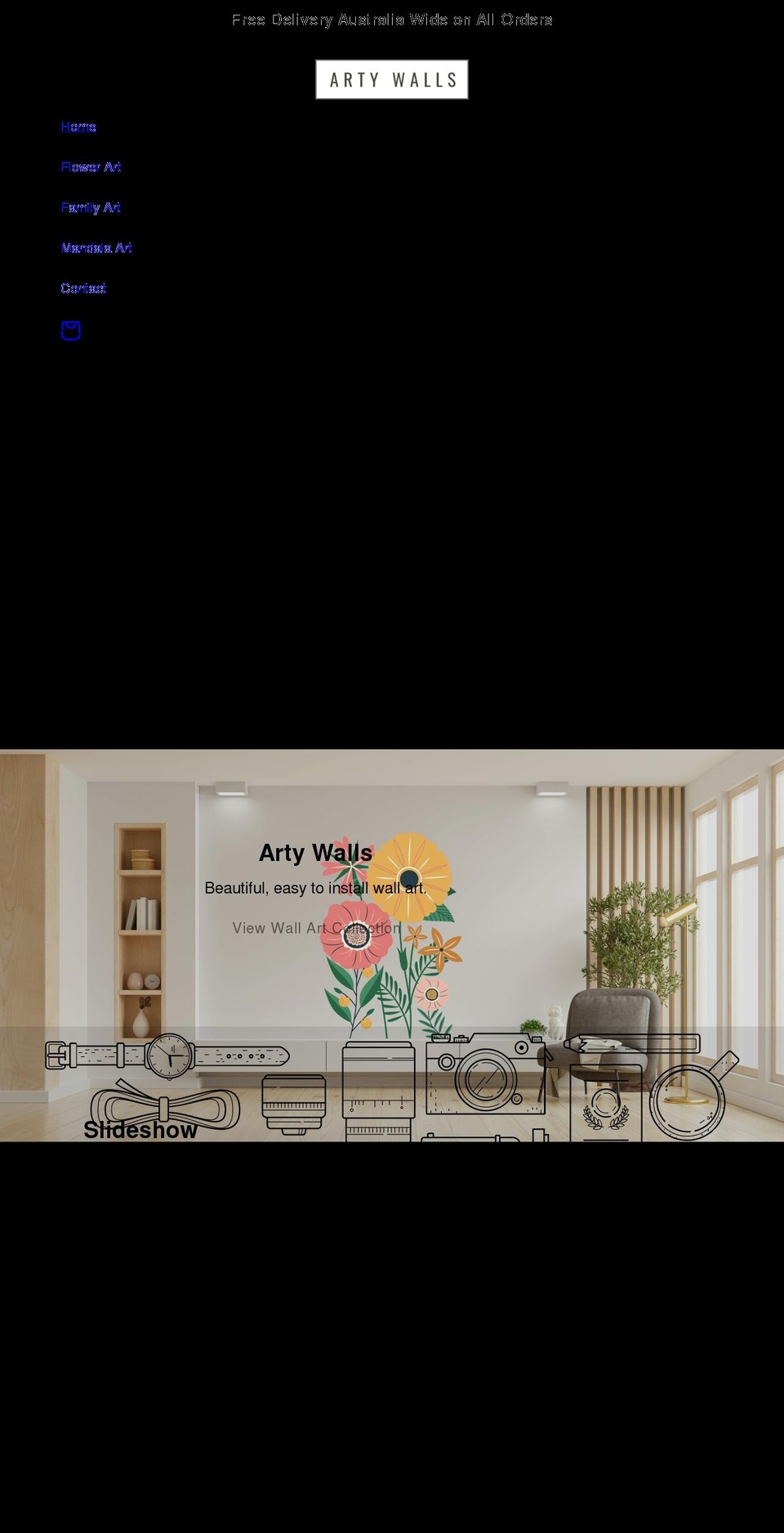 artywalls.com.au shopify website screenshot