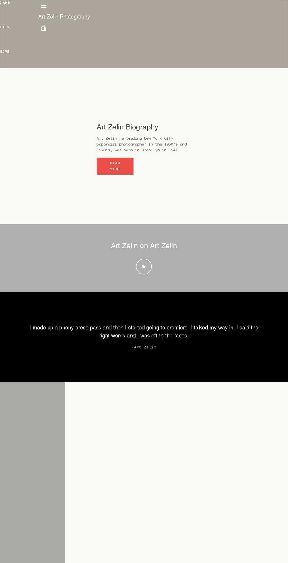 artzelinphotography.com shopify website screenshot
