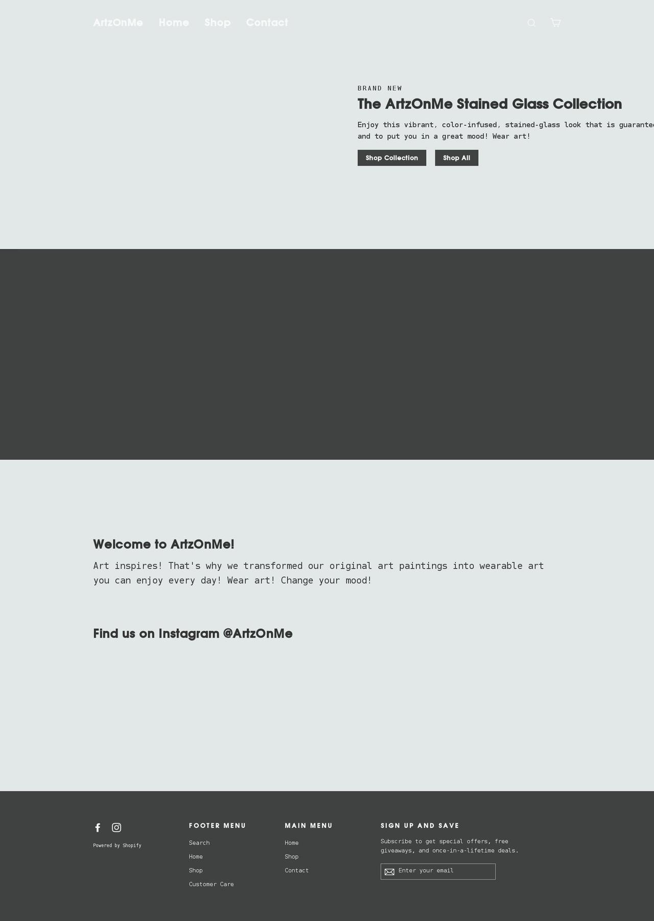 artzonme.com shopify website screenshot
