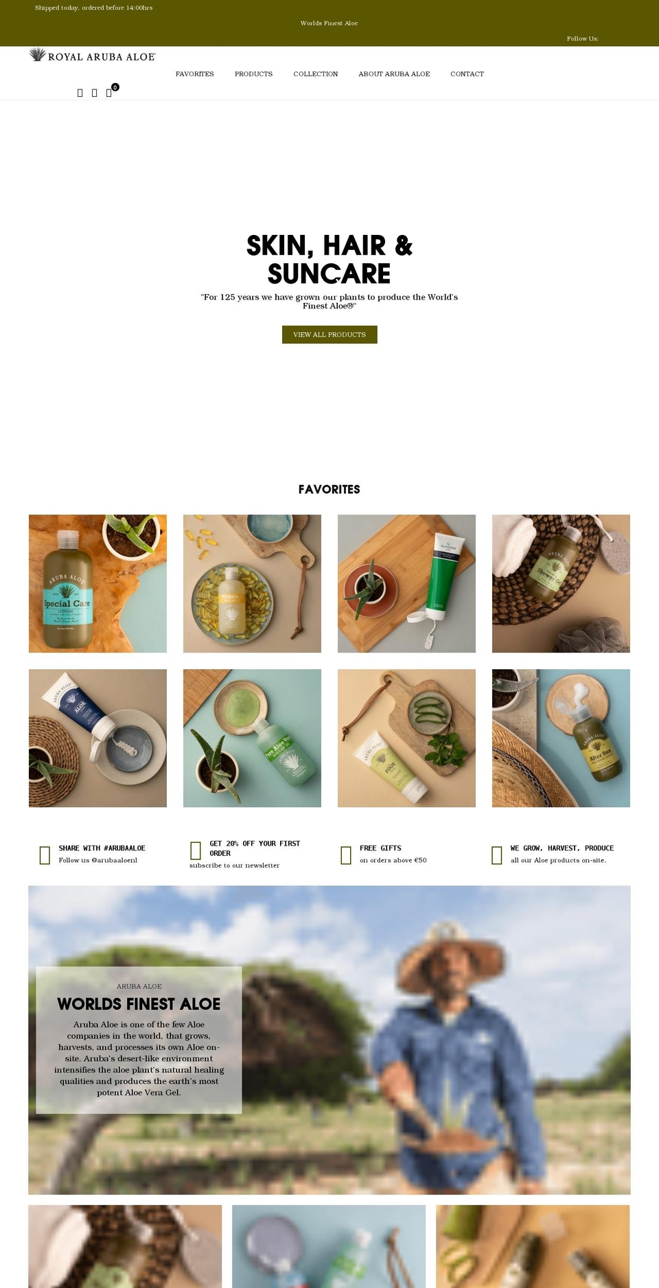 arubaaloe.eu shopify website screenshot