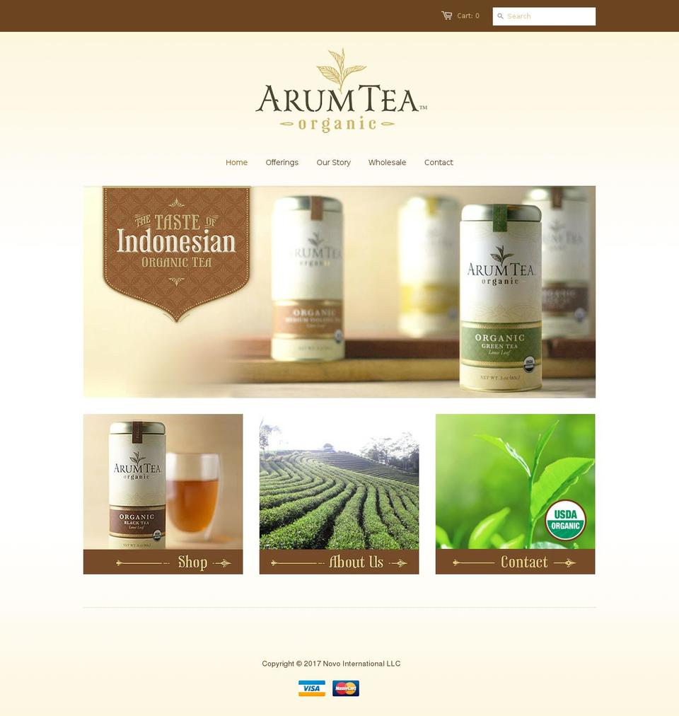 arumtea.com shopify website screenshot