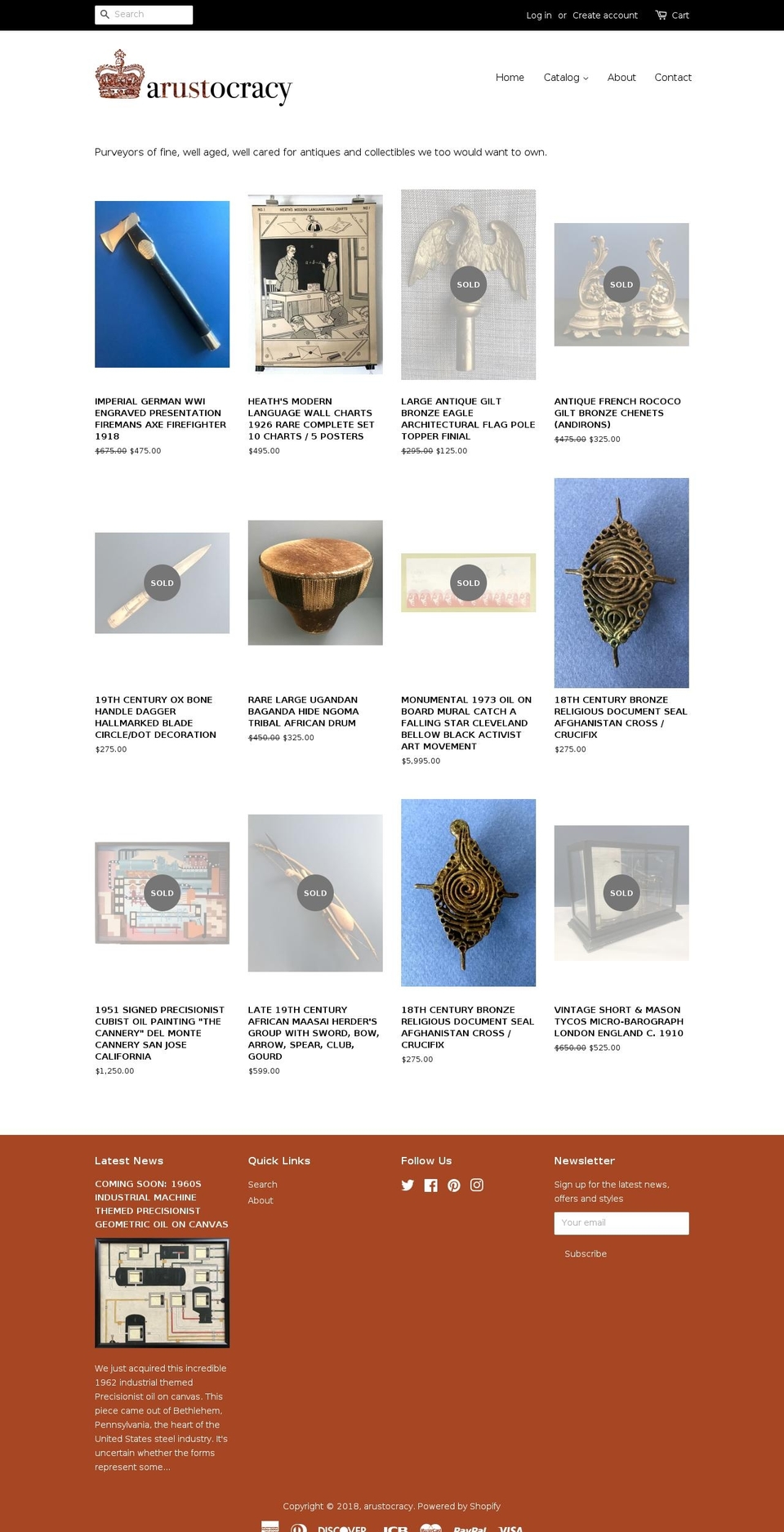 arustocracy.com shopify website screenshot