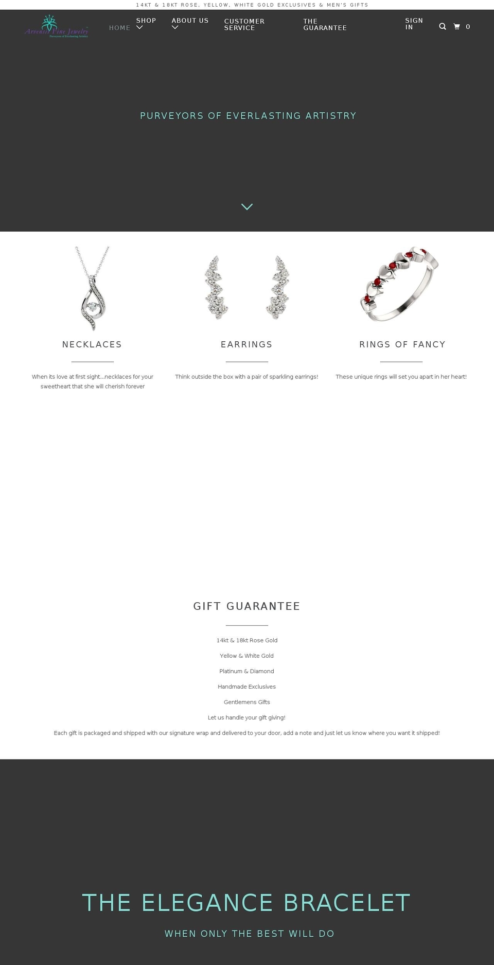 arvensisfinejewelry.com — Shopify storefront screenshot