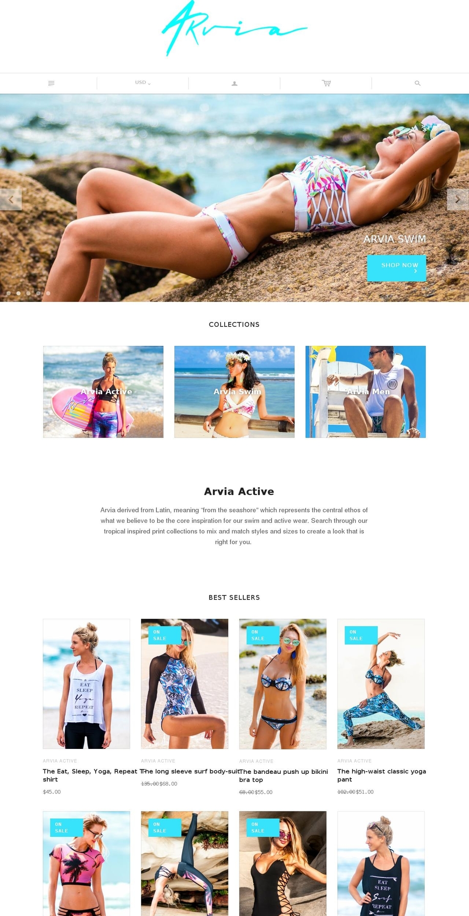 arviaactive.com — Shopify storefront screenshot