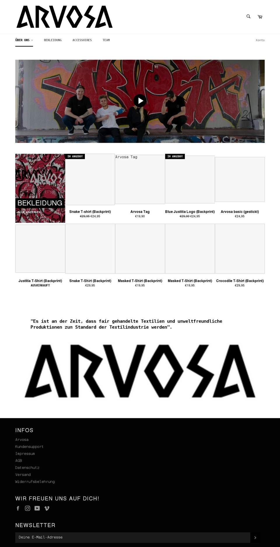 arvosa.com shopify website screenshot