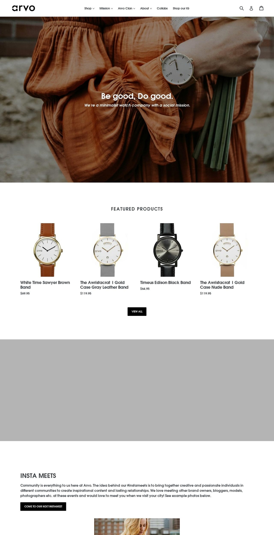 Arvo Current Theme Shopify theme site example arvowear.com