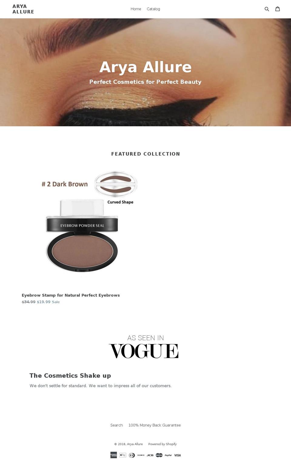 aryaallure.com — Shopify storefront screenshot