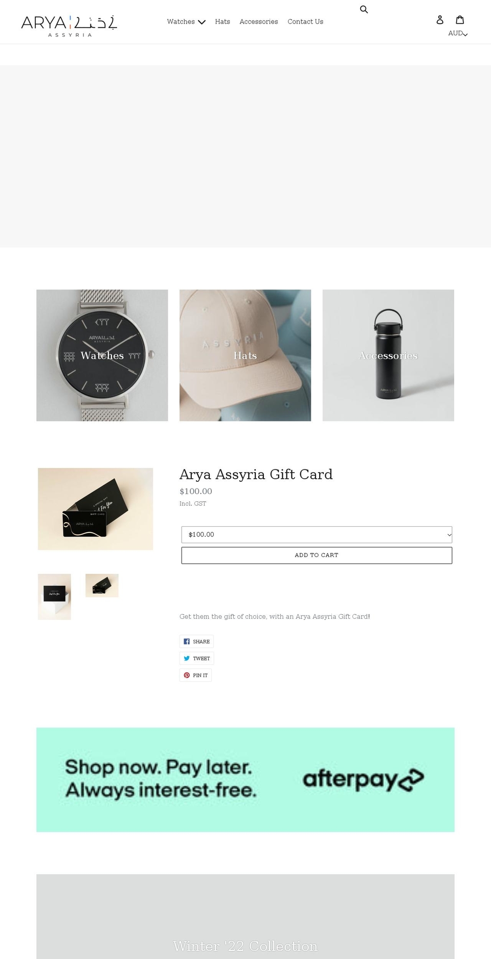 aryaassyria.com shopify website screenshot