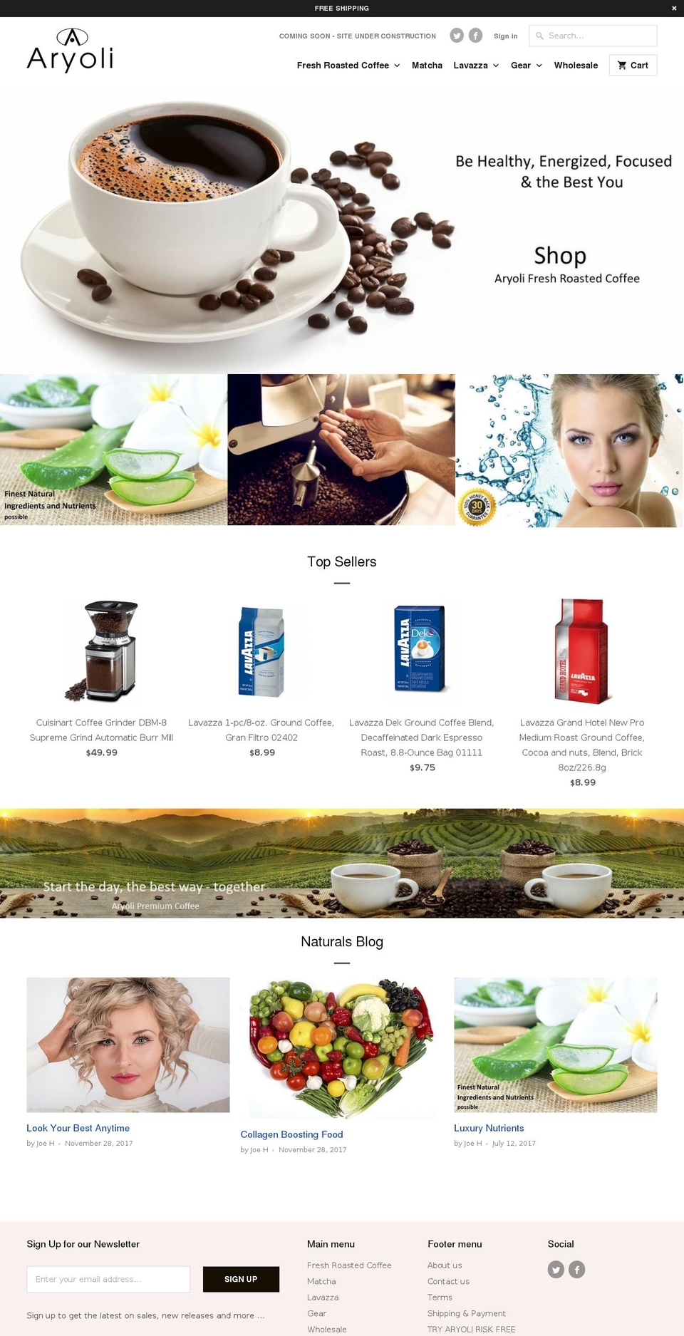 aryolinaturals.com — Shopify storefront screenshot