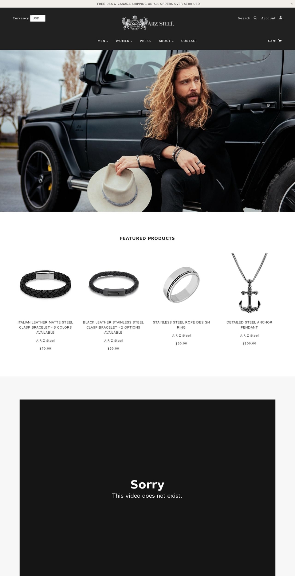 arzsteel.ca shopify website screenshot