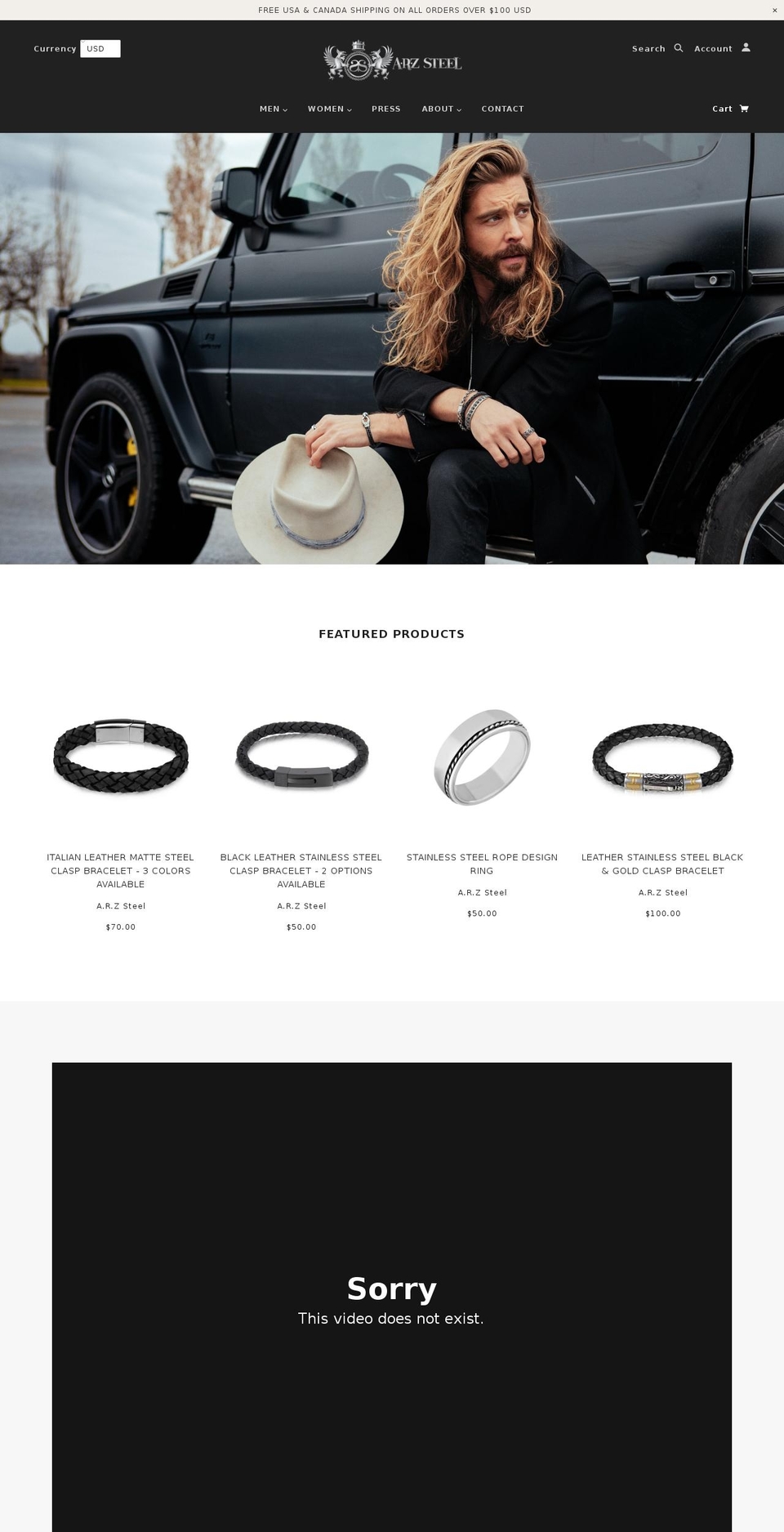 arzsteel.com shopify website screenshot