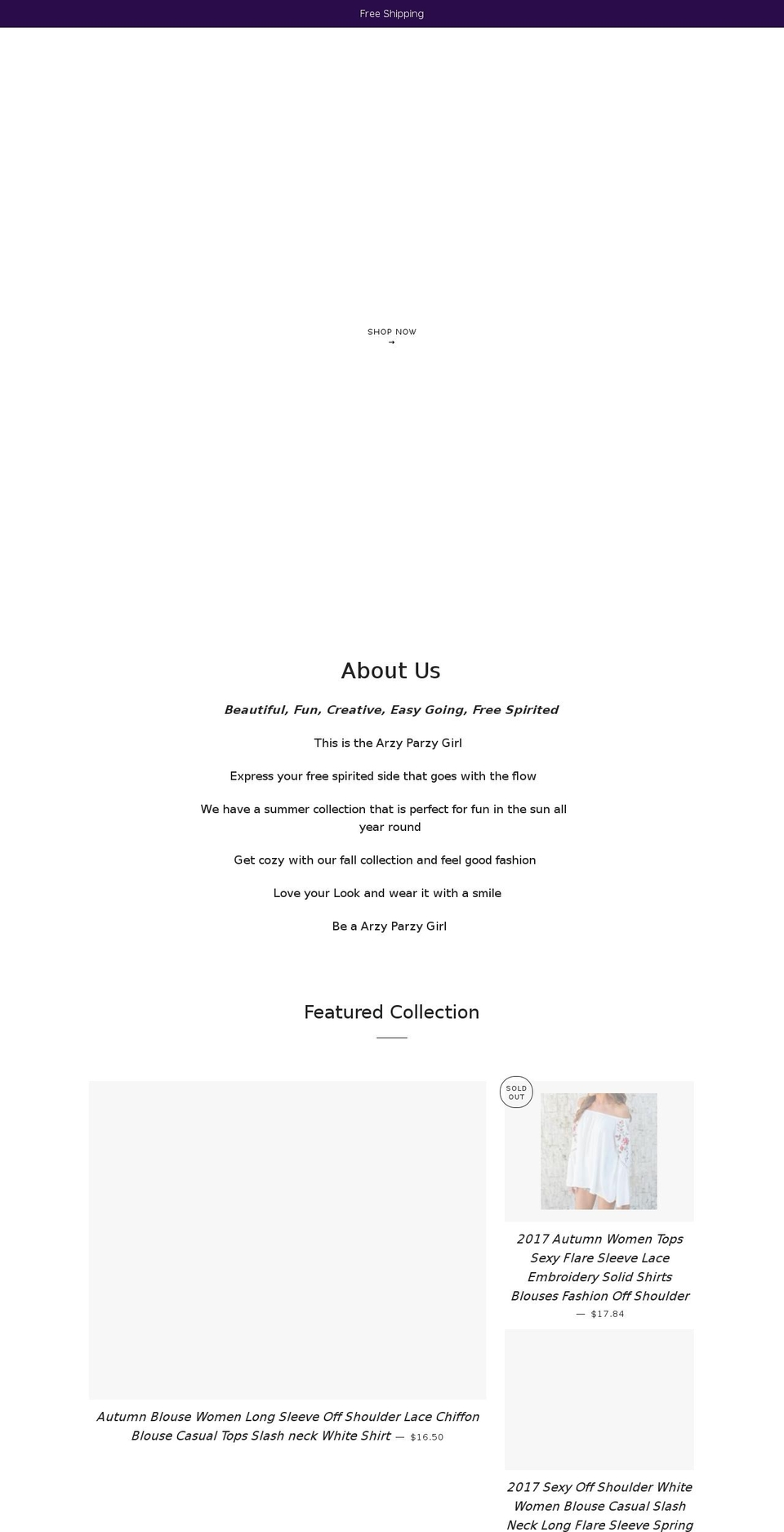 arzyparzy.com — Shopify storefront screenshot