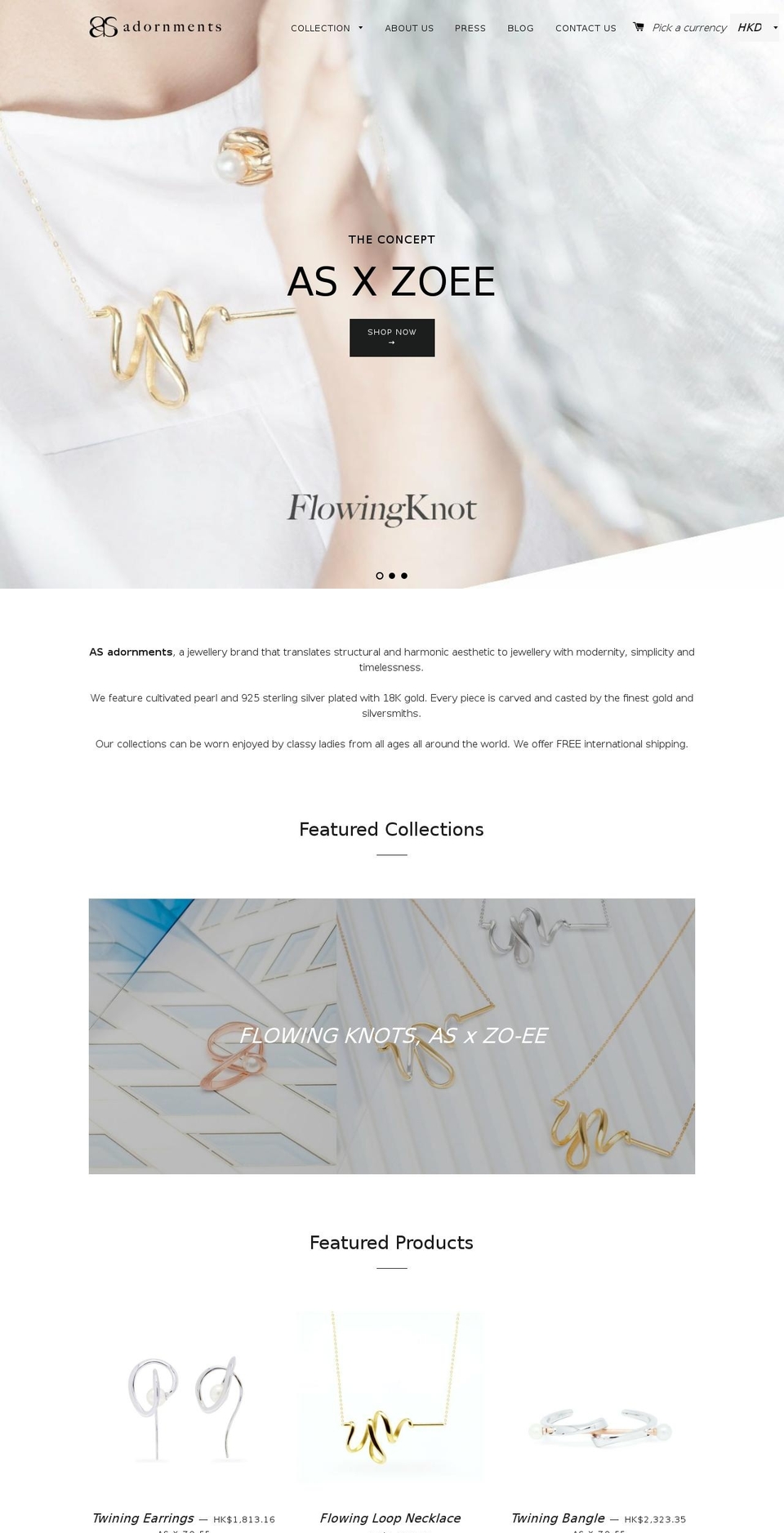 as-adornments.com — Shopify storefront screenshot