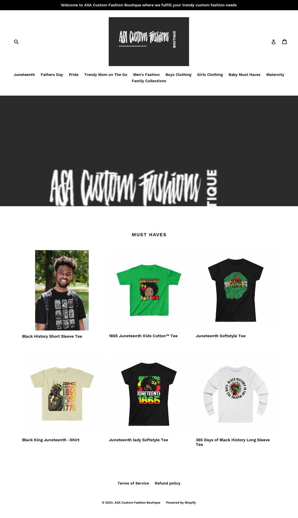 asacustomdesigns.com shopify website screenshot