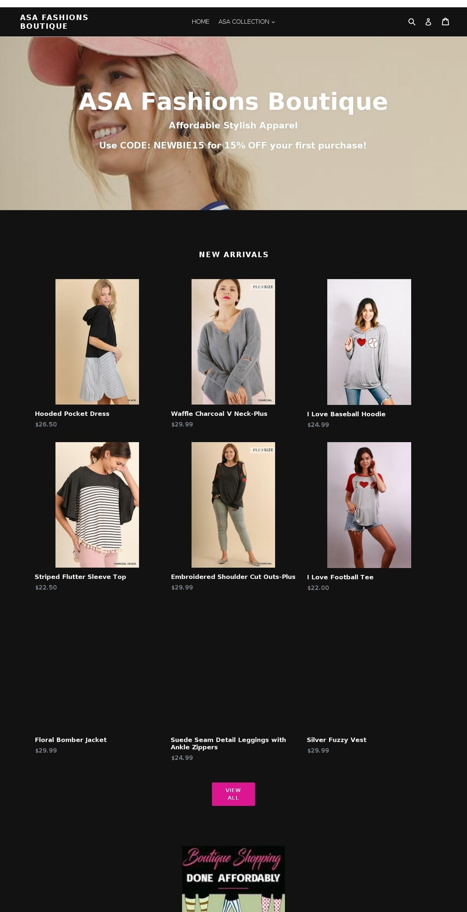 asafashions.com shopify website screenshot