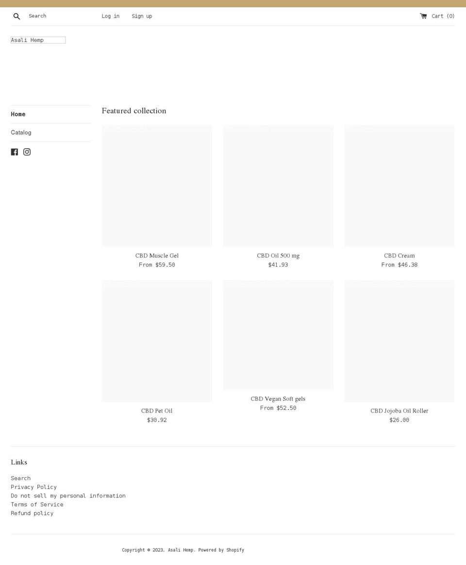 asalihemp.com shopify website screenshot