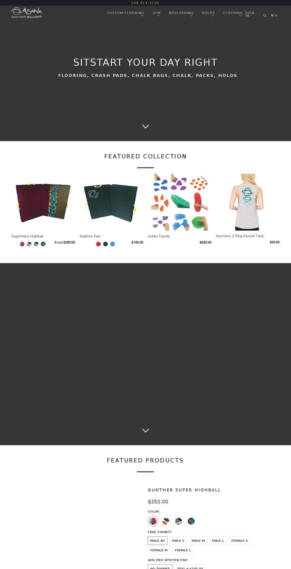 asanaclimbing.com — Shopify storefront screenshot