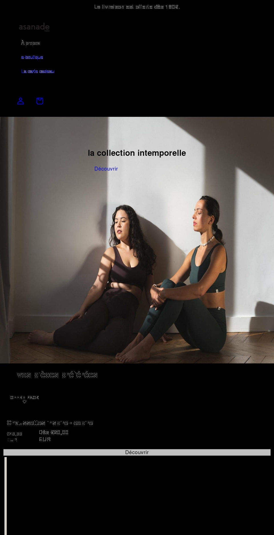 asanade.com shopify website screenshot