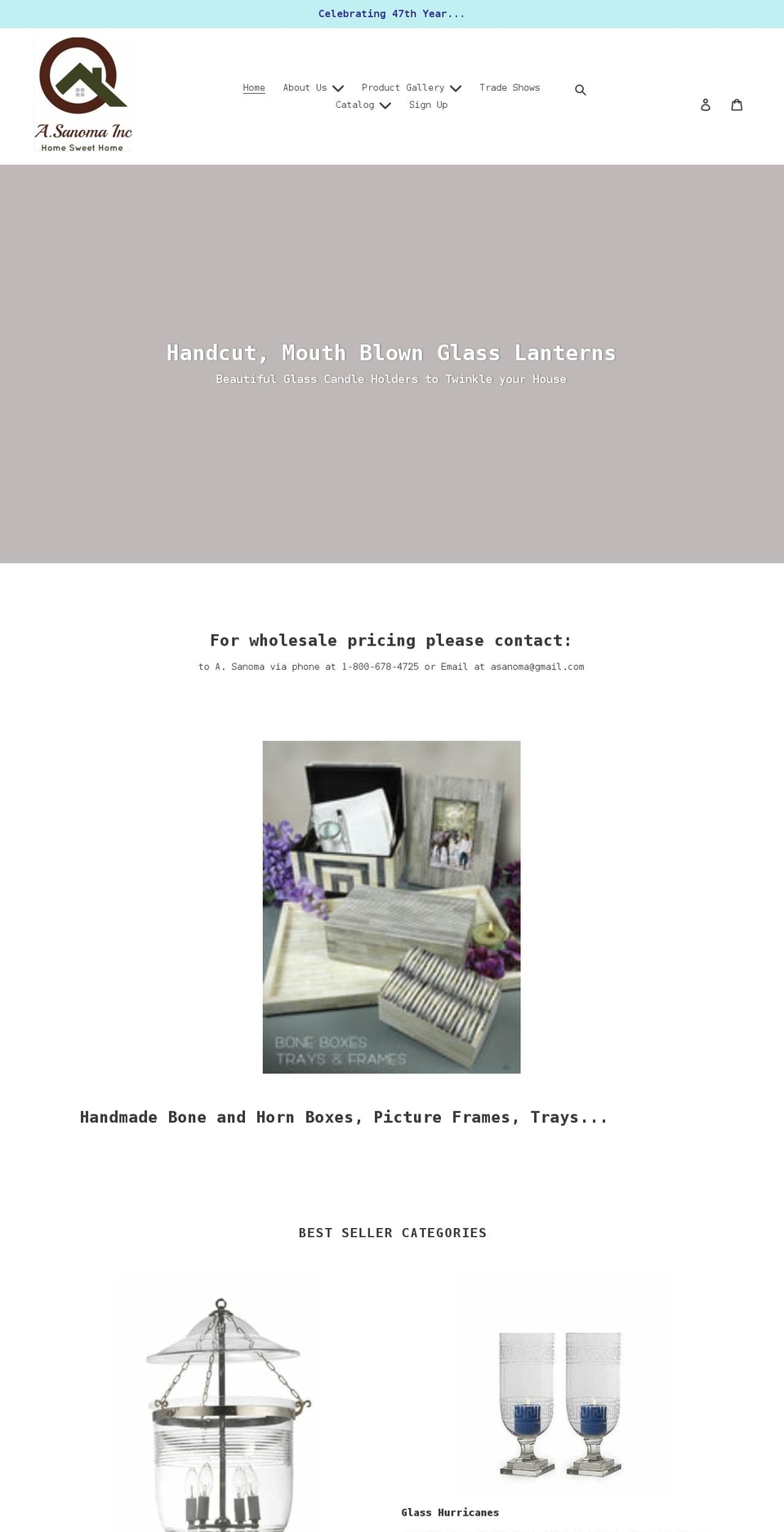asanomahome.com shopify website screenshot