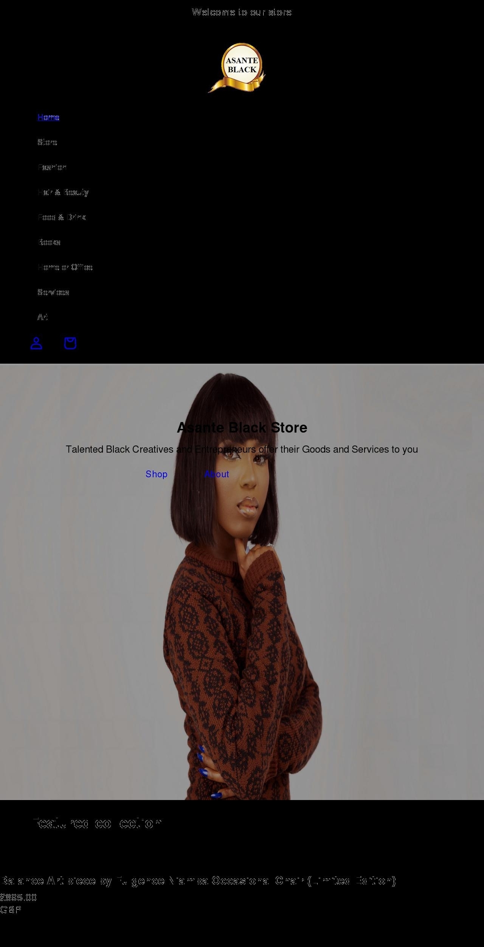 asanteblack.com shopify website screenshot