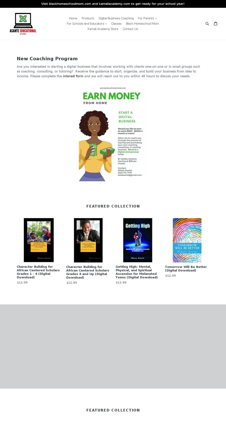 asanteeducationalworks.com — Shopify storefront screenshot