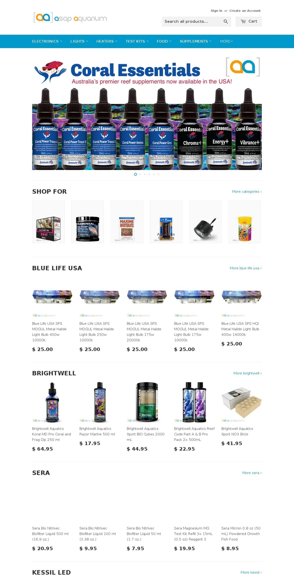 asapaquarium.com — Shopify storefront screenshot
