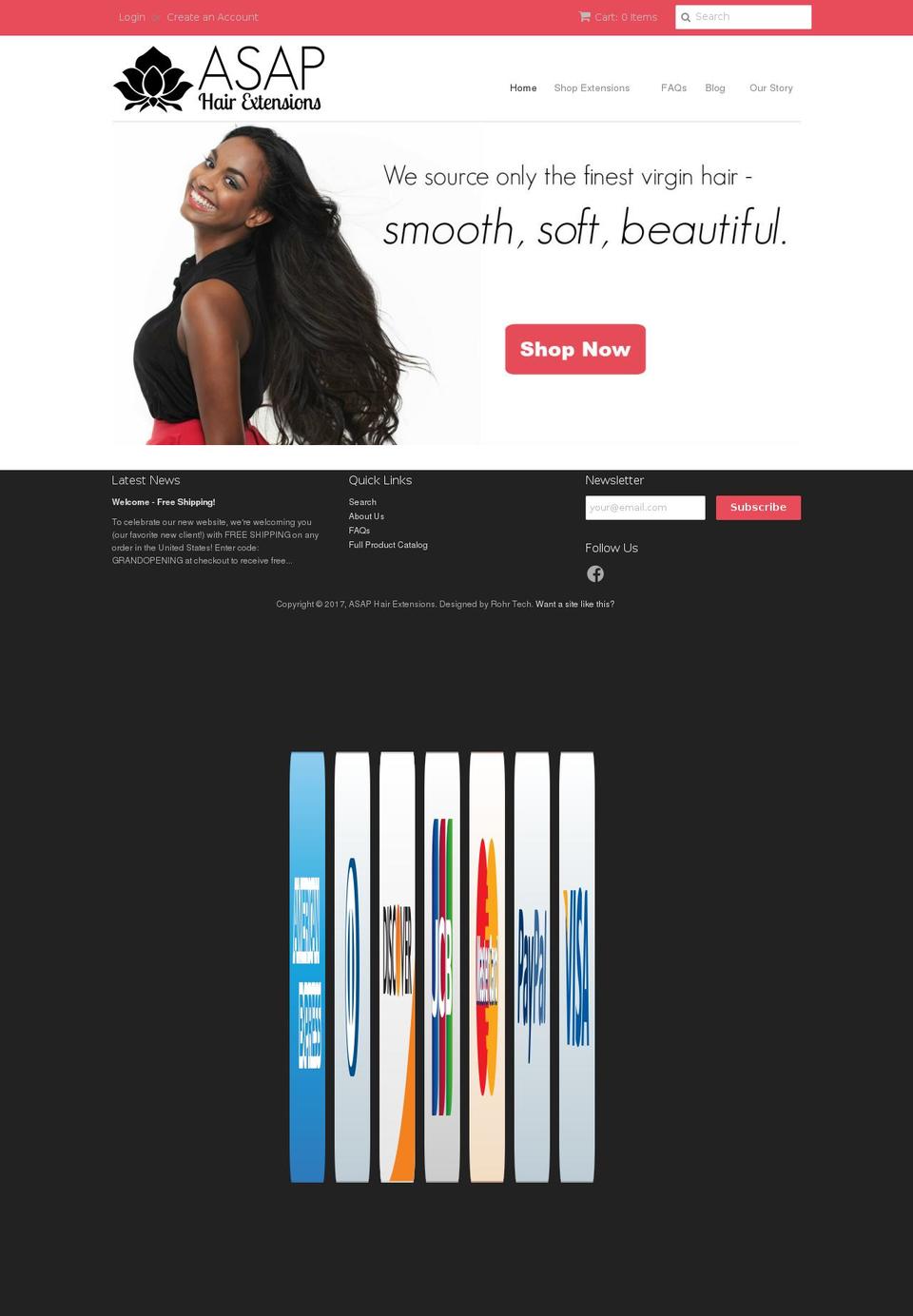 asaphairextensions.com shopify website screenshot