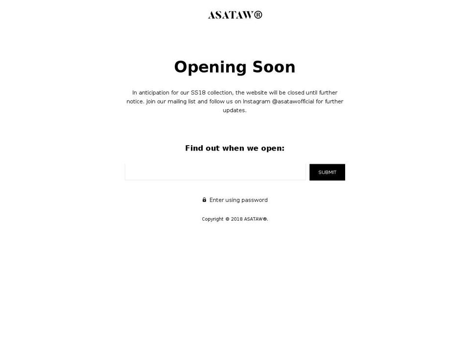 asataw.com — Shopify storefront screenshot