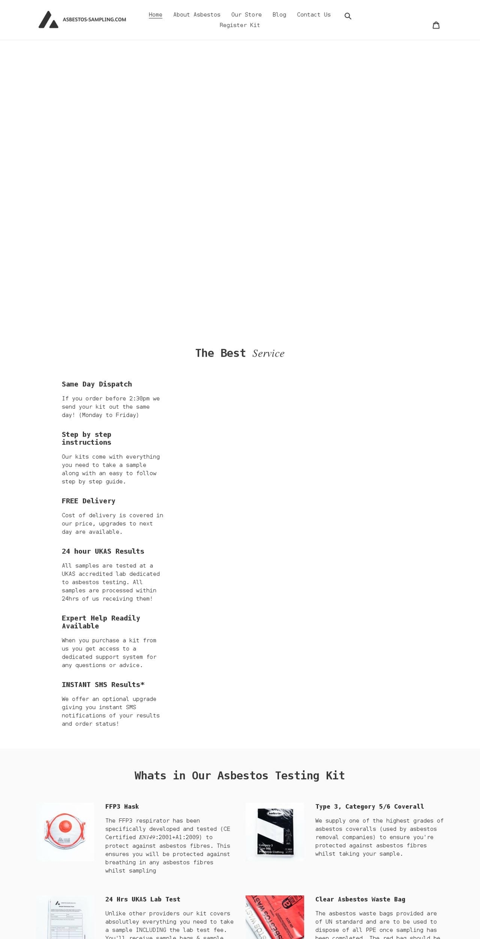 asbestos-sampling.com shopify website screenshot