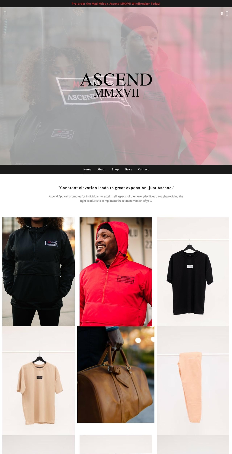 ascendapparelllc.com shopify website screenshot