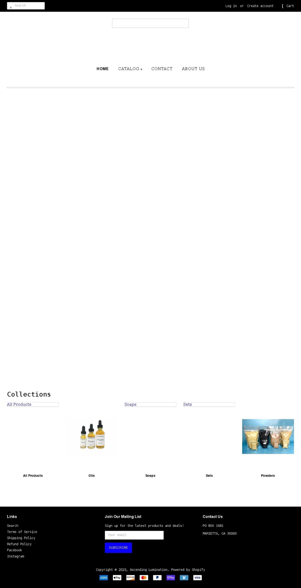 ascendinglumination.com shopify website screenshot