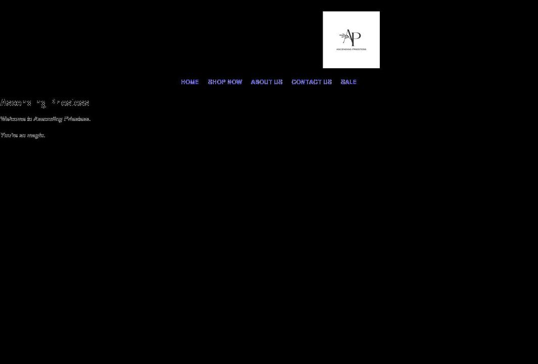 ascendingpriestess.com shopify website screenshot