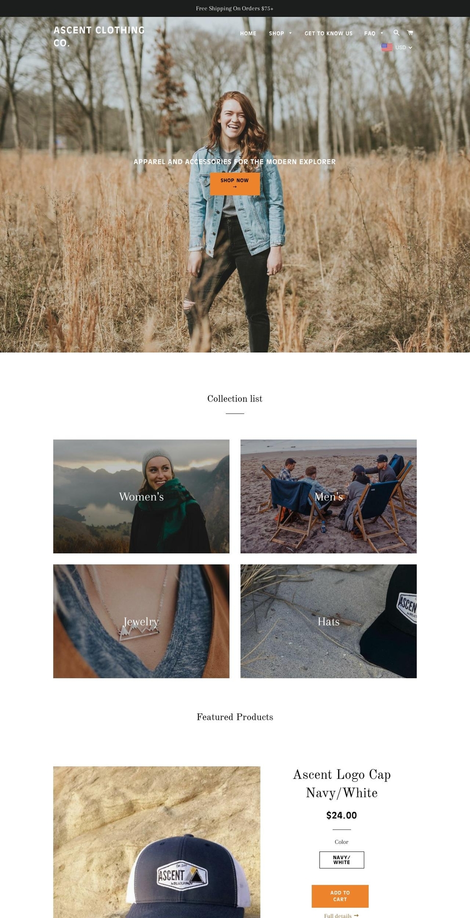 ascentclothing.com — Shopify storefront screenshot