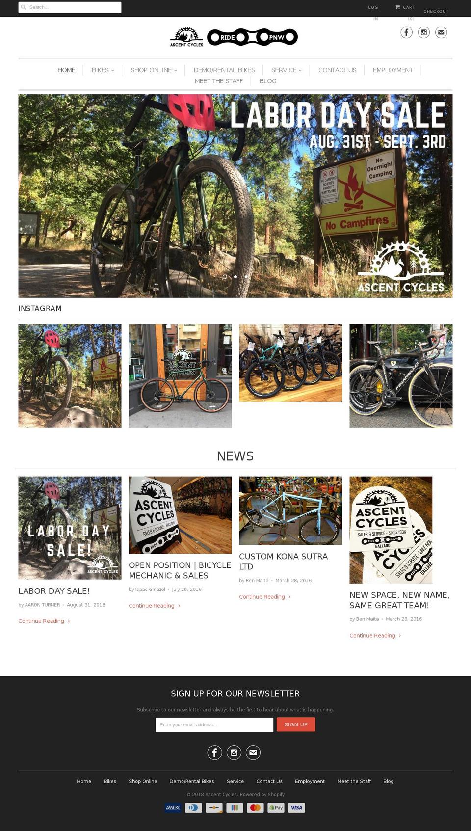 ascentcycles.com — Shopify storefront screenshot