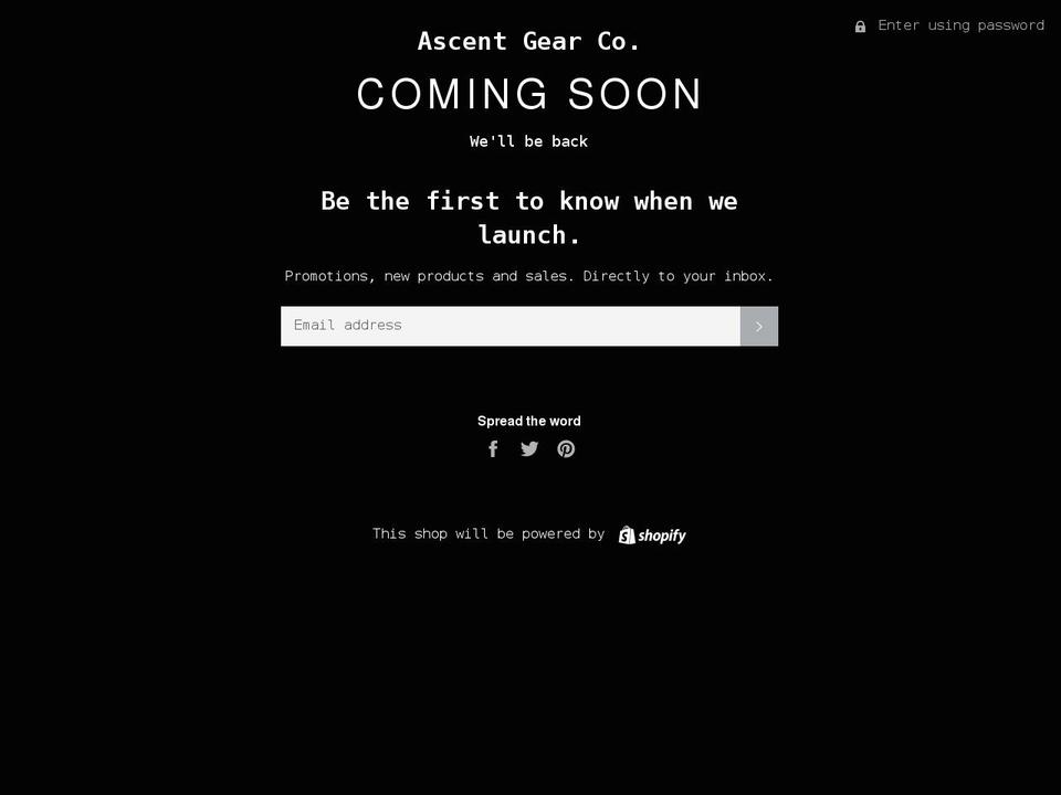 ascentgearco.com shopify website screenshot