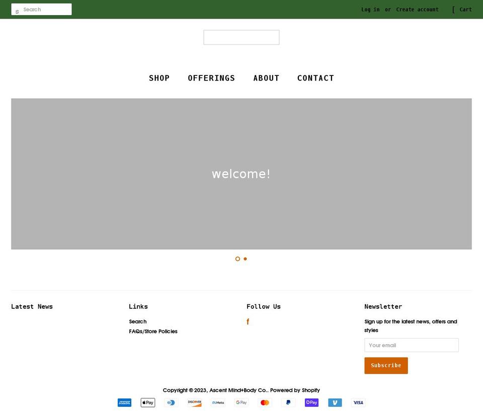 ascentmindbody.co shopify website screenshot