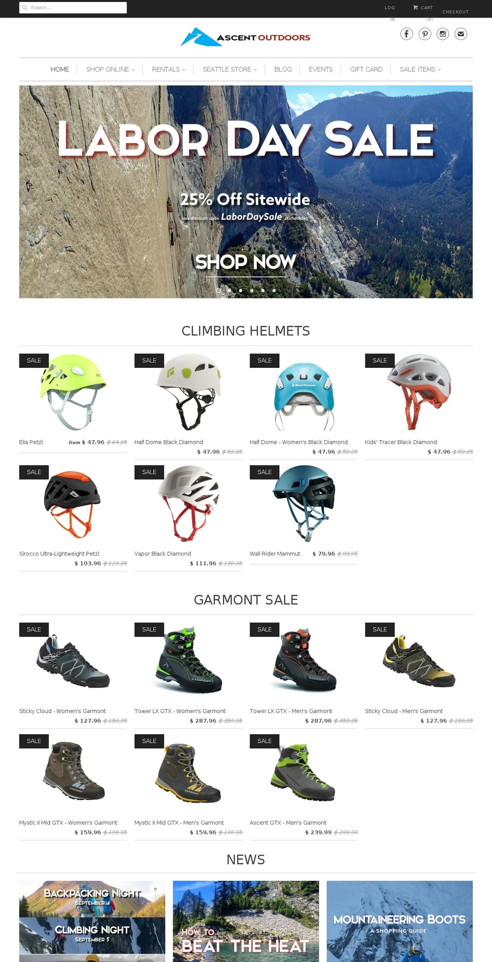 ascentoutdoors.com shopify website screenshot