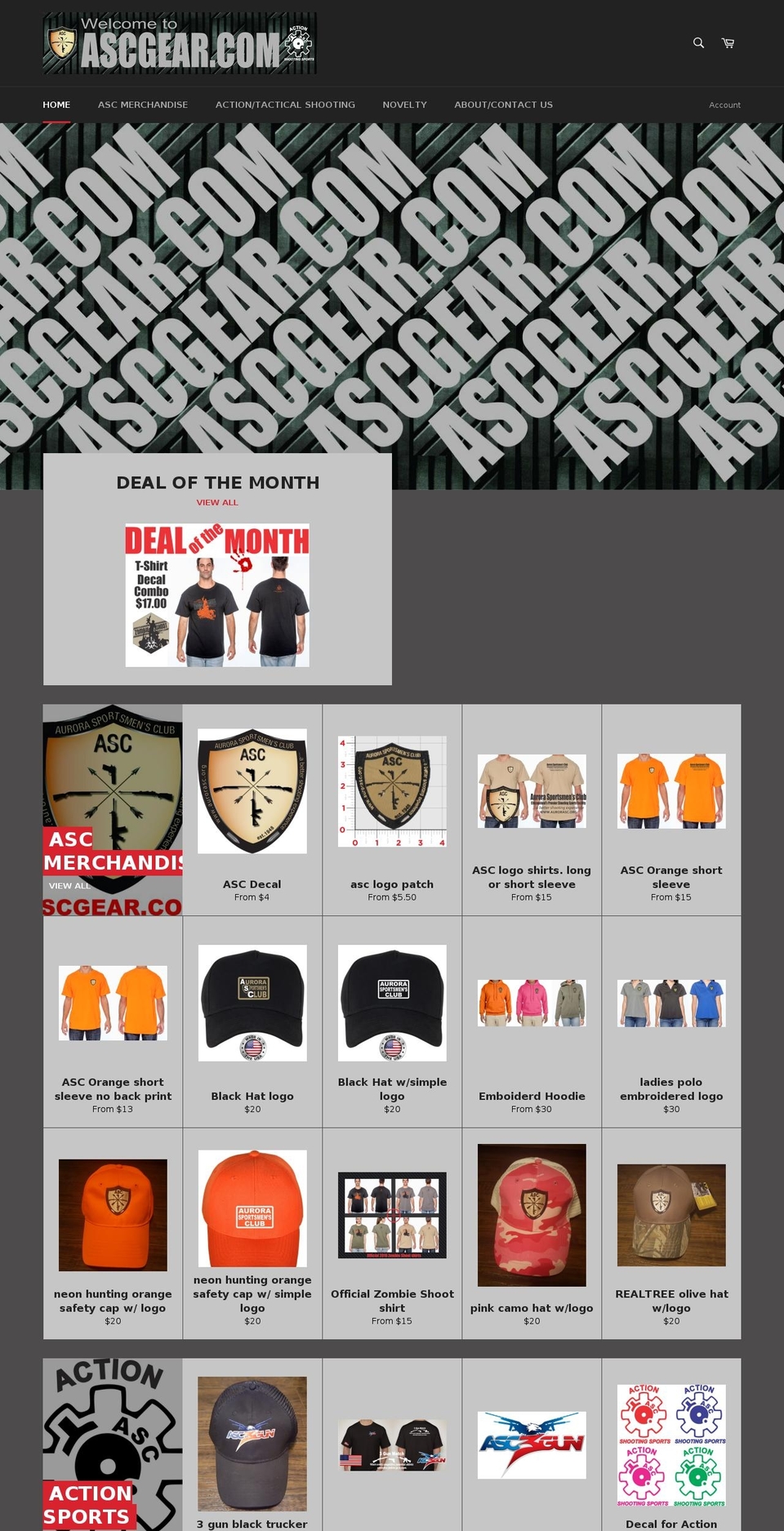 ascgear.com shopify website screenshot