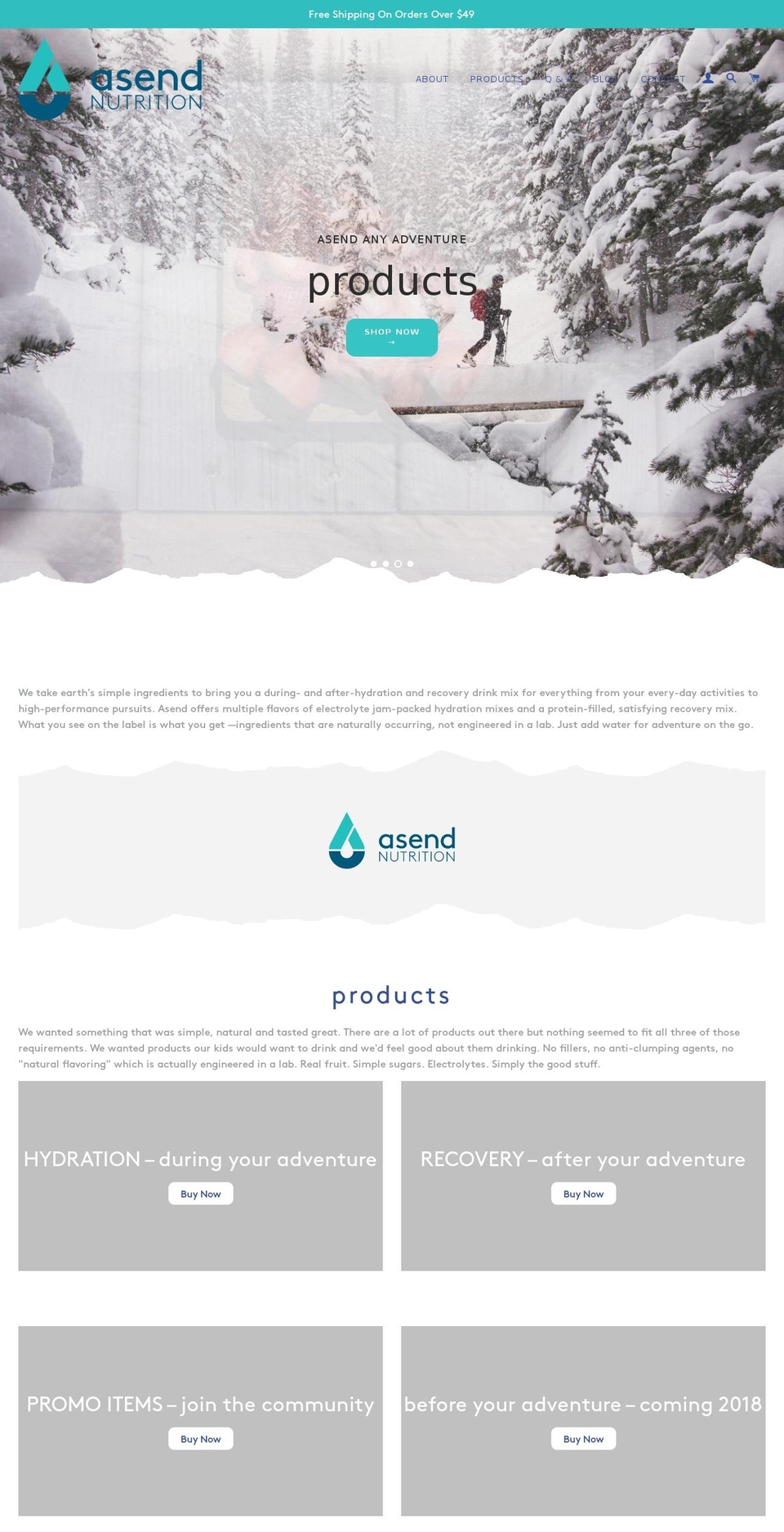 asendnutrition.com — Shopify storefront screenshot
