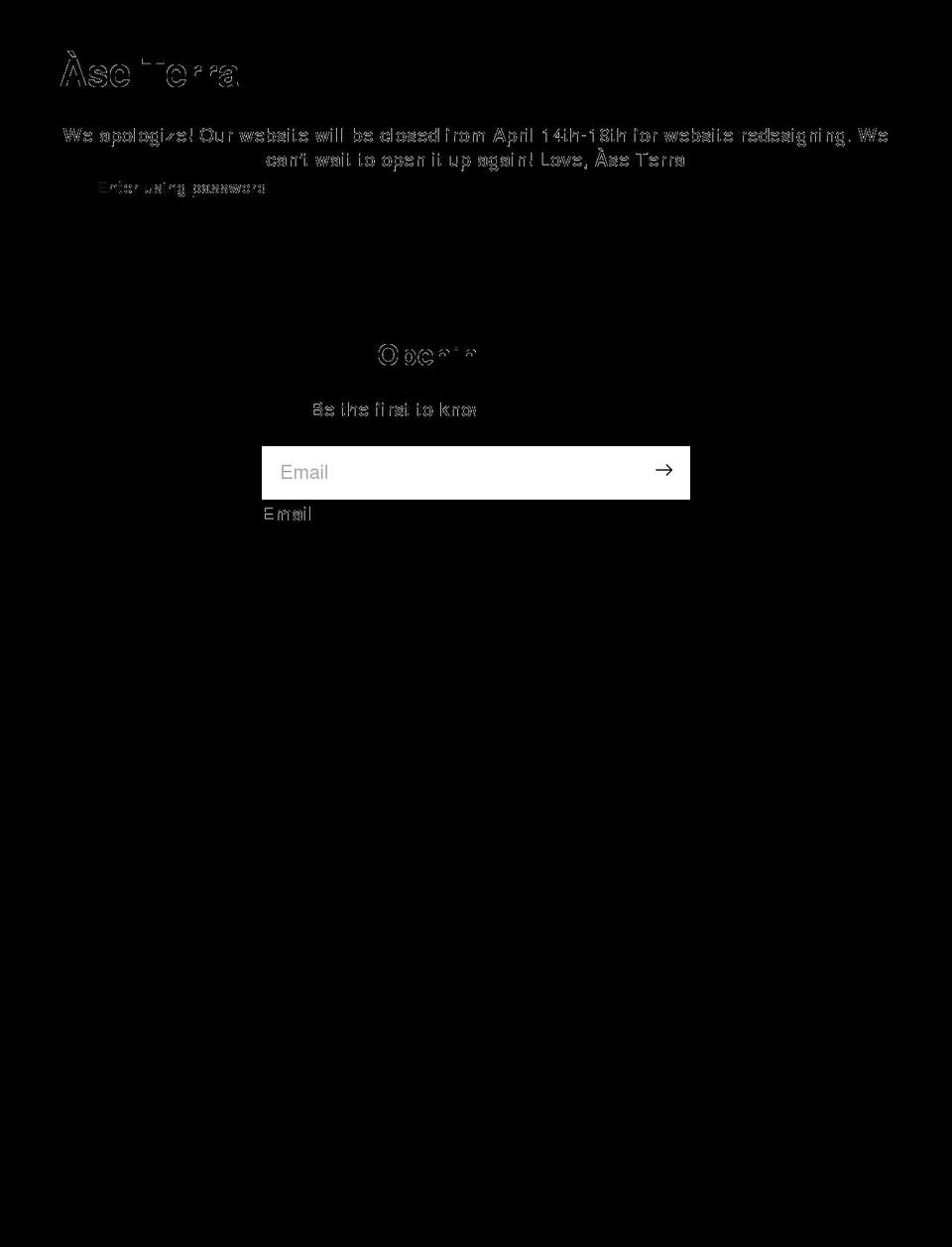 aseterra.com shopify website screenshot