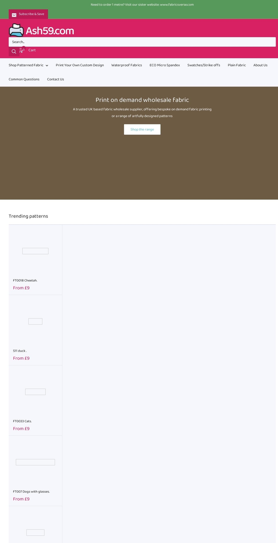 ash59.com shopify website screenshot