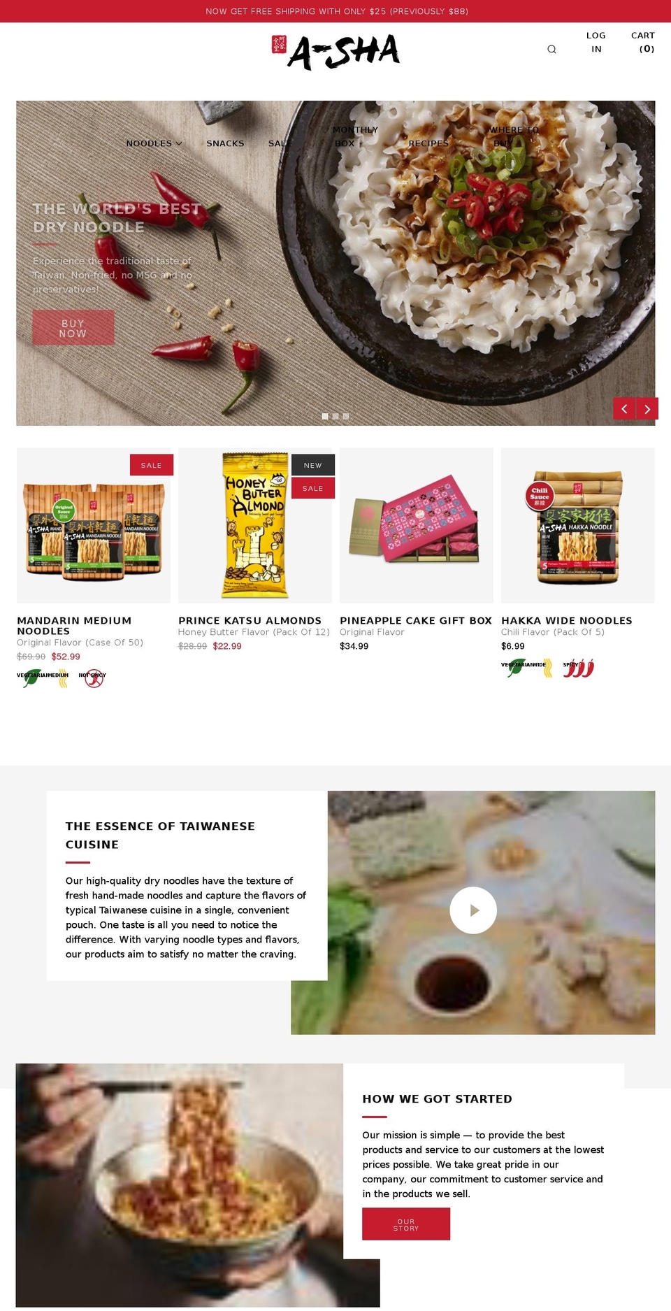 ashadrynoodle.com shopify website screenshot