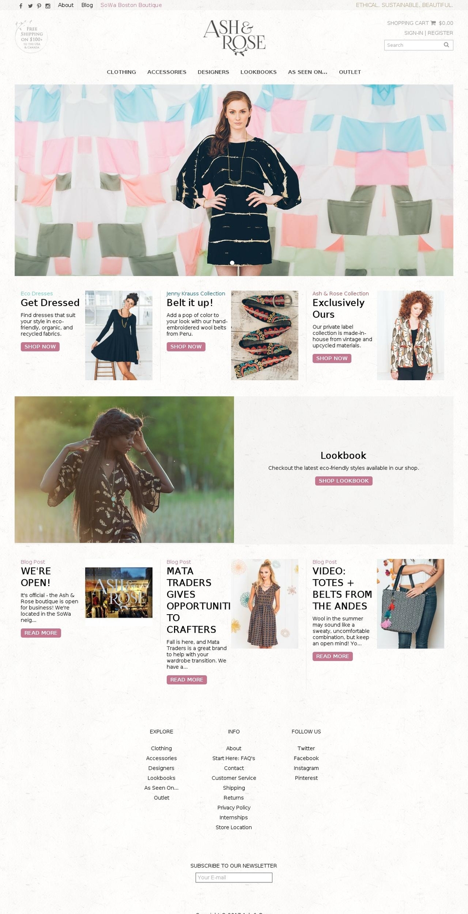 ashandrose.com shopify website screenshot