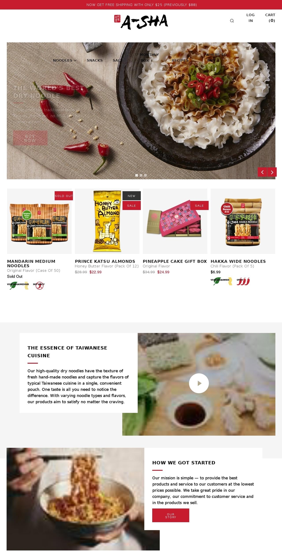 ashanoodle.com — Shopify storefront screenshot